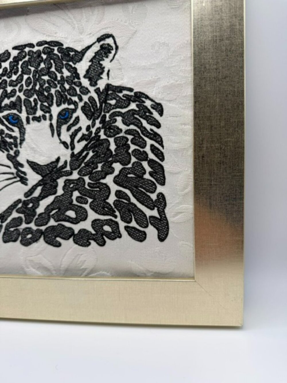 Homemade Black & White Cheetah Embroidery Art - Picture 5 of 6